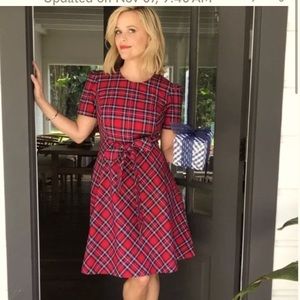 NWT Draper James Angie Check Bow Love Circle Dress - Red Plaid Tartan Tie Waist